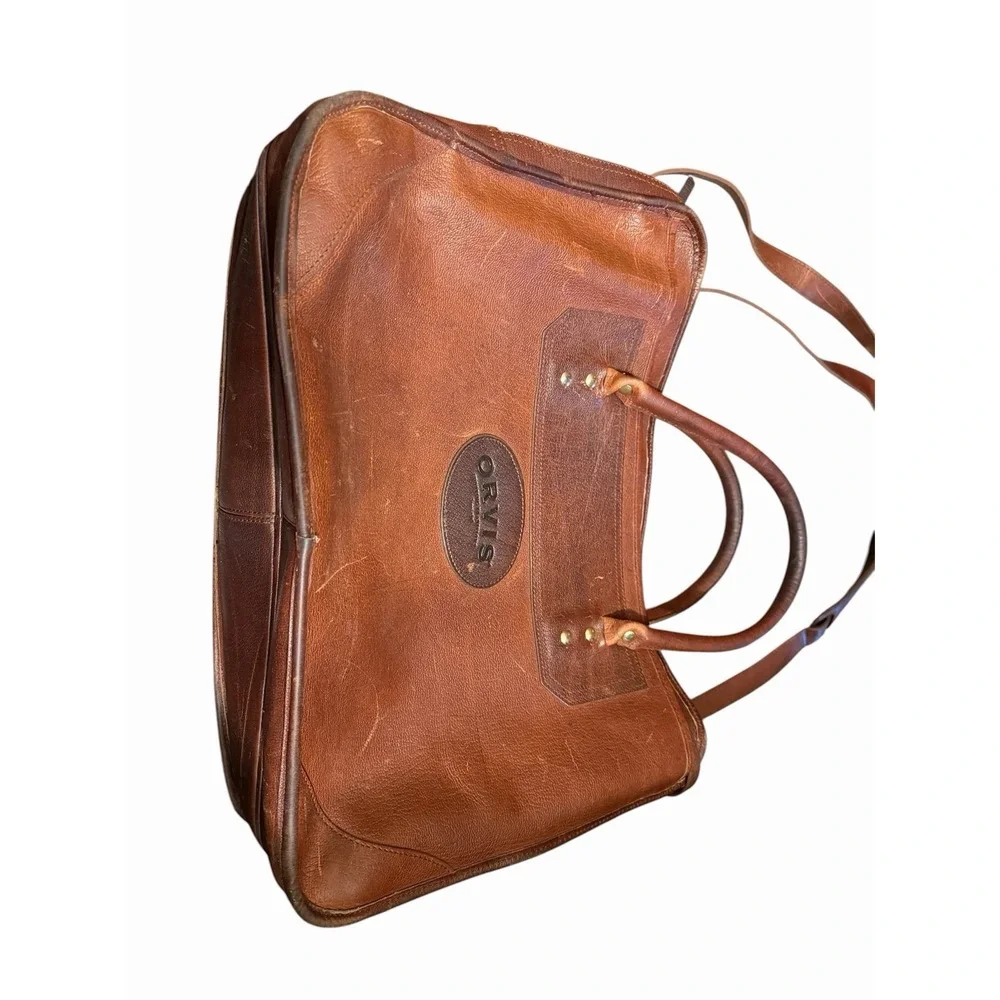 VINTAGE ORVIS Leather‎ Briefcase Messenger Laptop Bag - With SHOULDER STRAP